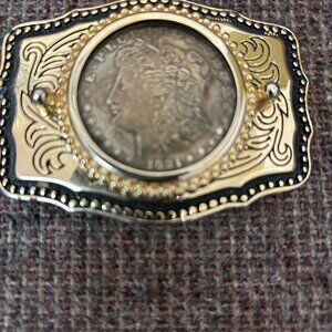 Belt Buckle with 1921 Morgan Dollar Inlay